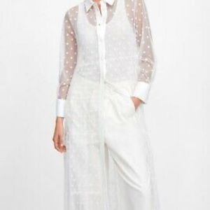 Zara Long White Polka Dot Tulle Dress